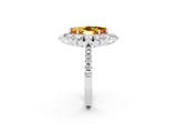 White gold Marquise Cut Cut Diamond Floral Halo Pave Band with Prong Setting_2