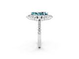 White gold Marquise Cut Cut Diamond Floral Halo Pave Band with Prong Setting_2