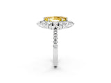 White gold Marquise Cut Cut Diamond Floral Halo Pave Band with Prong Setting_2
