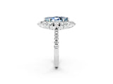 White gold Marquise Cut Cut Diamond Floral Halo Pave Band with Prong Setting_2