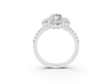 White gold Marquise Cut Cut Diamond Floral Halo Pave Band with Prong Setting_3