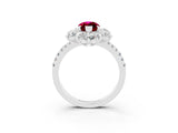 White gold Marquise Cut Cut Diamond Floral Halo Pave Band with Prong Setting_3