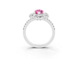 White gold Marquise Cut Cut Diamond Floral Halo Pave Band with Prong Setting_3