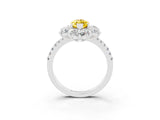 White gold Marquise Cut Cut Diamond Floral Halo Pave Band with Prong Setting_3