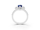White gold Marquise Cut Cut Diamond Floral Halo Pave Band with Prong Setting_3
