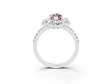 White gold Marquise Cut Cut Diamond Floral Halo Pave Band with Prong Setting_3