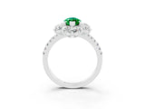 White gold Marquise Cut Cut Diamond Floral Halo Pave Band with Prong Setting_3