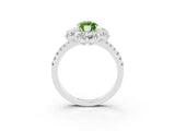 White gold Marquise Cut Cut Diamond Floral Halo Pave Band with Prong Setting_3
