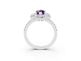 White gold Marquise Cut Cut Diamond Floral Halo Pave Band with Prong Setting_3