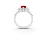 White gold Marquise Cut Cut Diamond Floral Halo Pave Band with Prong Setting_3