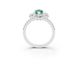 White gold Marquise Cut Cut Diamond Floral Halo Pave Band with Prong Setting_3