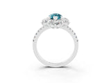 White gold Marquise Cut Cut Diamond Floral Halo Pave Band with Prong Setting_3