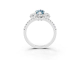 White gold Marquise Cut Cut Diamond Floral Halo Pave Band with Prong Setting_3