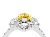 White gold Marquise Cut Cut Diamond Floral Halo Pave Band with Prong Setting_4