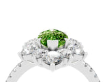 White gold Marquise Cut Cut Diamond Floral Halo Pave Band with Prong Setting_4