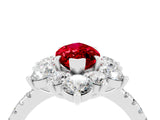 White gold Marquise Cut Cut Diamond Floral Halo Pave Band with Prong Setting_4