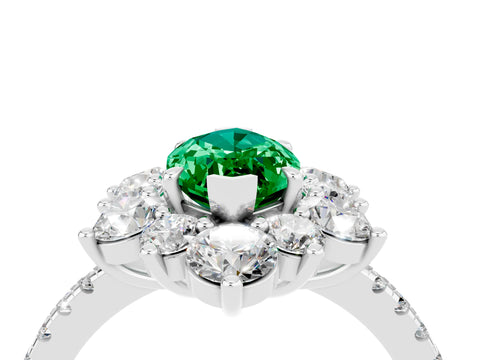 White gold Marquise Cut Cut Diamond Floral Halo Pave Band with Prong Setting_4