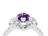White gold Marquise Cut Cut Diamond Floral Halo Pave Band with Prong Setting_4