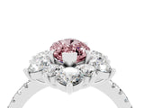 White gold Marquise Cut Cut Diamond Floral Halo Pave Band with Prong Setting_4
