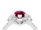 White gold Marquise Cut Cut Diamond Floral Halo Pave Band with Prong Setting_4