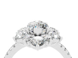 White gold Marquise Cut Cut Diamond Floral Halo Pave Band with Prong Setting_4
