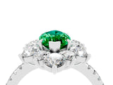 White gold Marquise Cut Cut Diamond Floral Halo Pave Band with Prong Setting_4