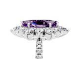 White gold Marquise Cut Cut Diamond Floral Halo Pave Band with Prong Setting_5