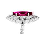 White gold Marquise Cut Cut Diamond Floral Halo Pave Band with Prong Setting_5