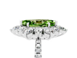 White gold Marquise Cut Cut Diamond Floral Halo Pave Band with Prong Setting_5