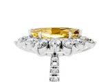 White gold Marquise Cut Cut Diamond Floral Halo Pave Band with Prong Setting_5