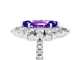 White gold Marquise Cut Cut Diamond Floral Halo Pave Band with Prong Setting_5