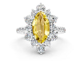 White gold Marquise Cut Cut Diamond Floral Halo Pave Band with Prong Setting