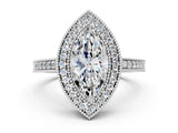 White gold Marquise Cut-Cut Diamond Halo Engagement Ring with Pave Band and Prong Setting_62