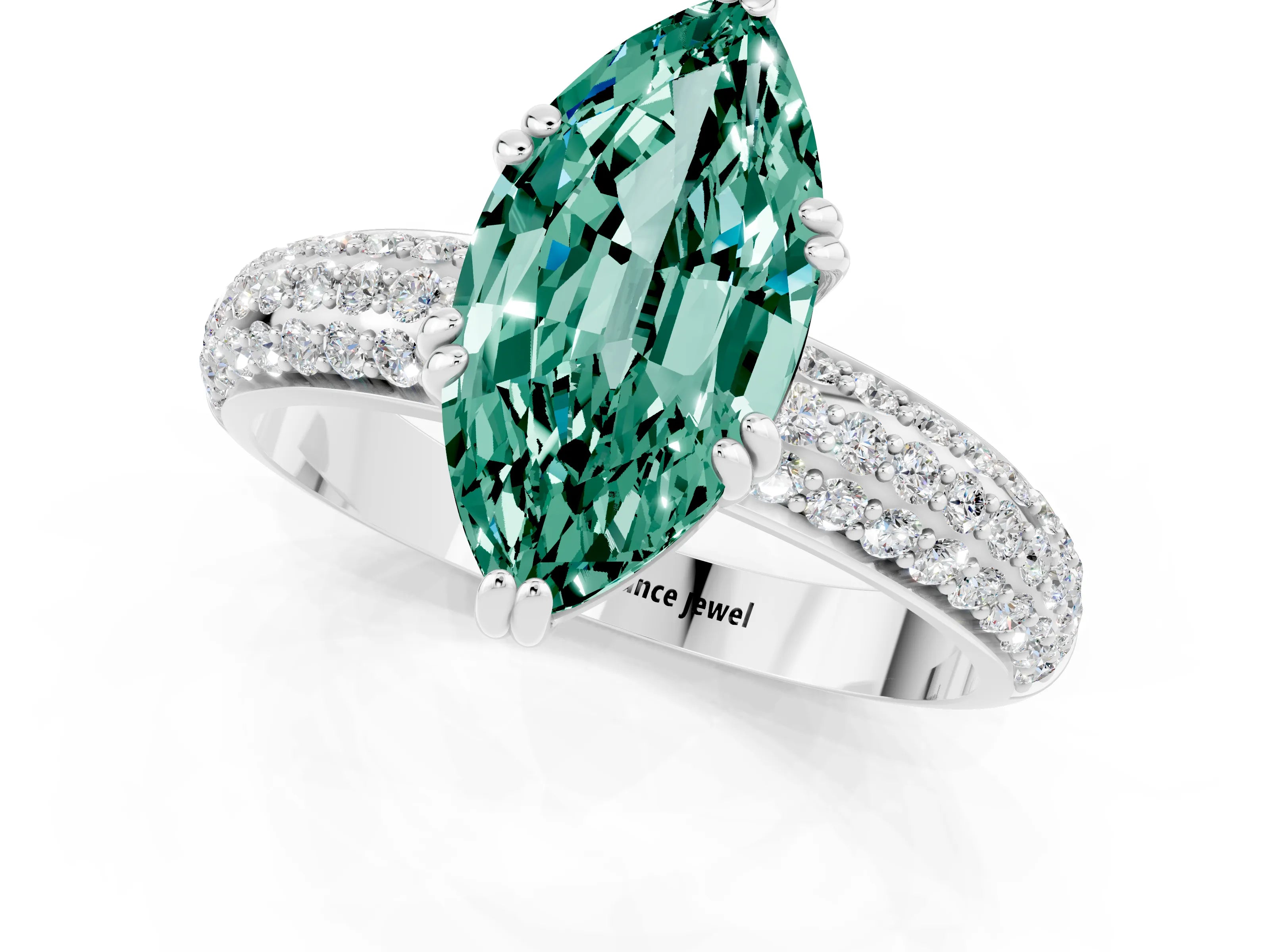 White gold Marquise Cut Cut Diamond Milgrain Marquise Band with Prong Setting_1