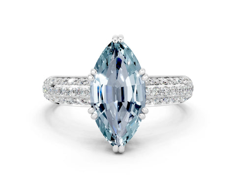 White gold Marquise Cut Cut Diamond Milgrain Marquise Band with Prong Setting