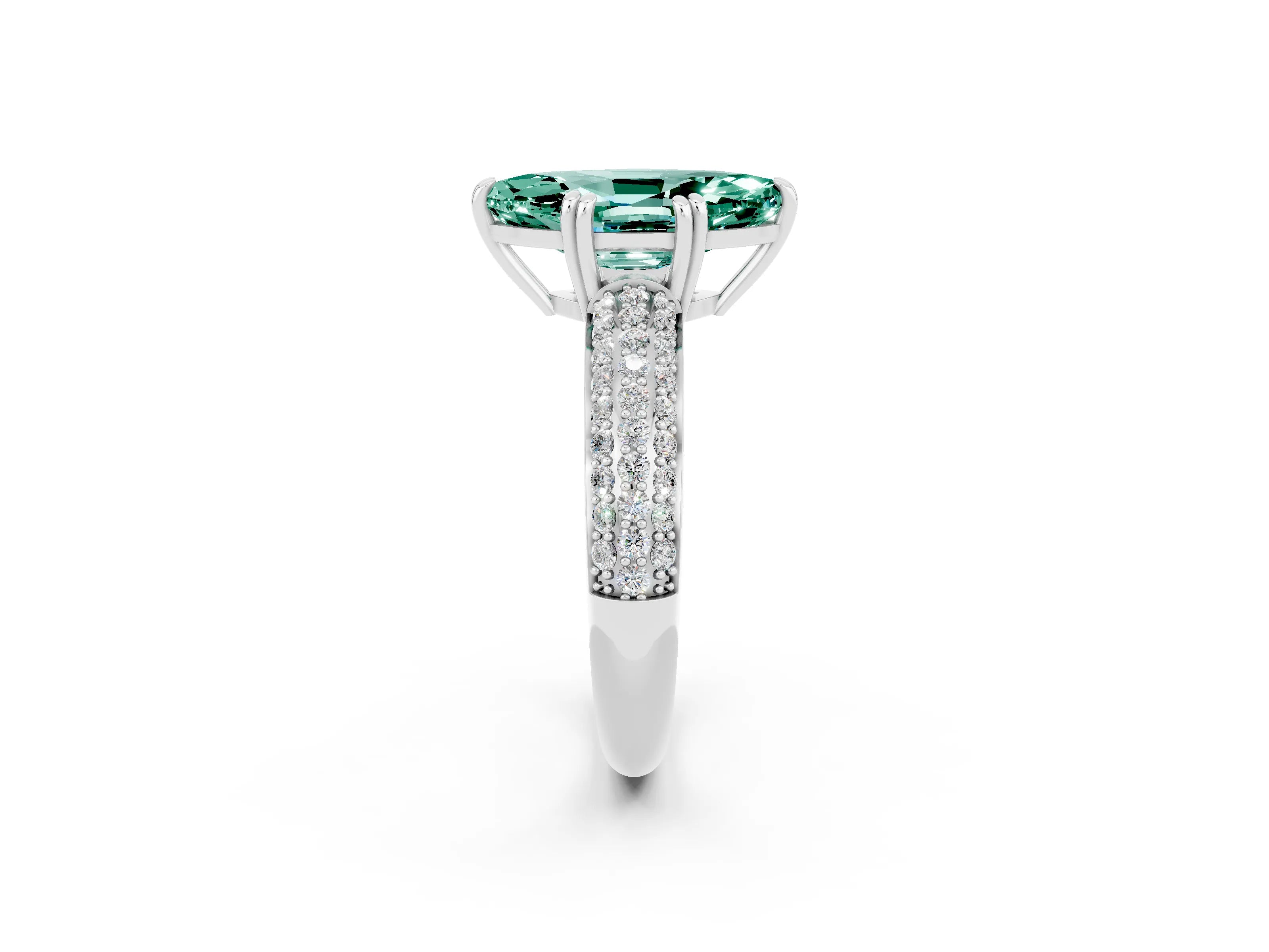 White gold Marquise Cut Cut Diamond Milgrain Marquise Band with Prong Setting_2
