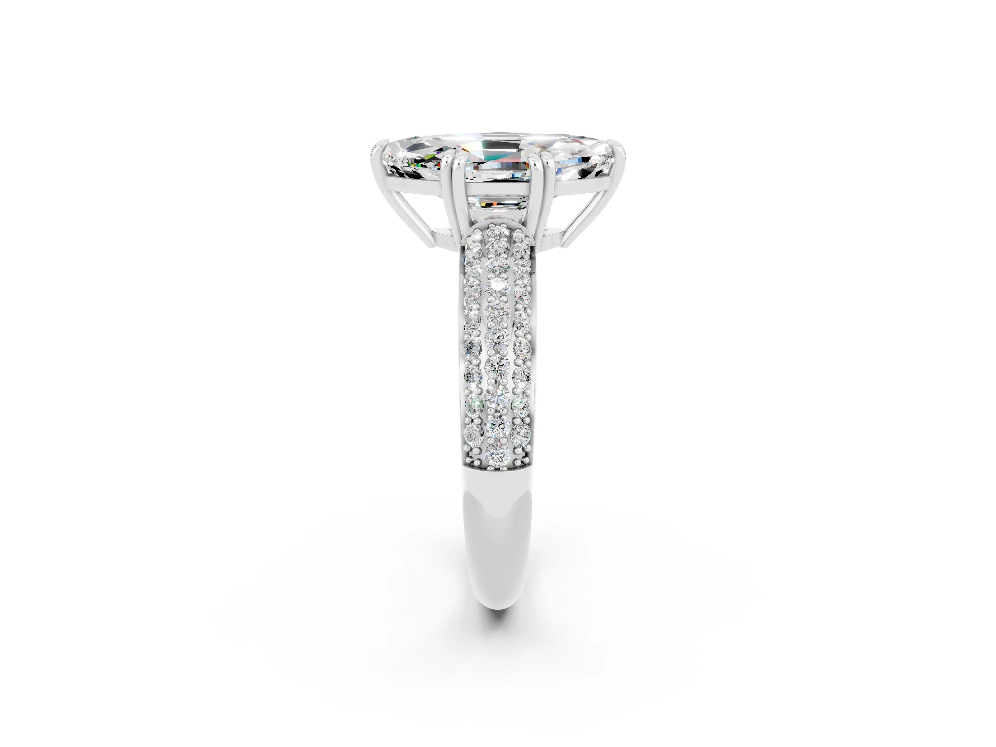 White gold Marquise Cut Cut Diamond Milgrain Marquise Band with Prong Setting_2