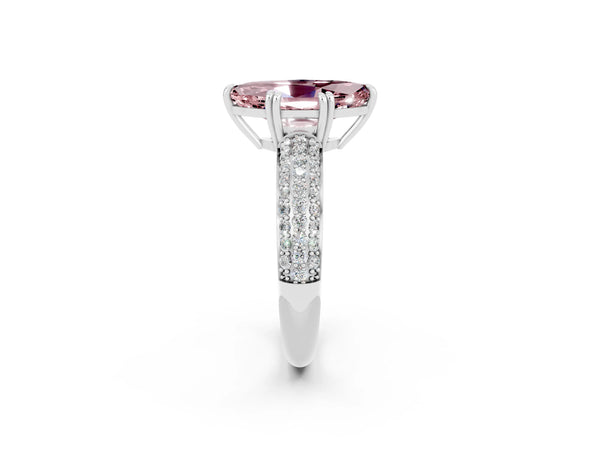 Silver Marquise Cut Cut Diamond Milgrain Marquise Band with Prong Setting