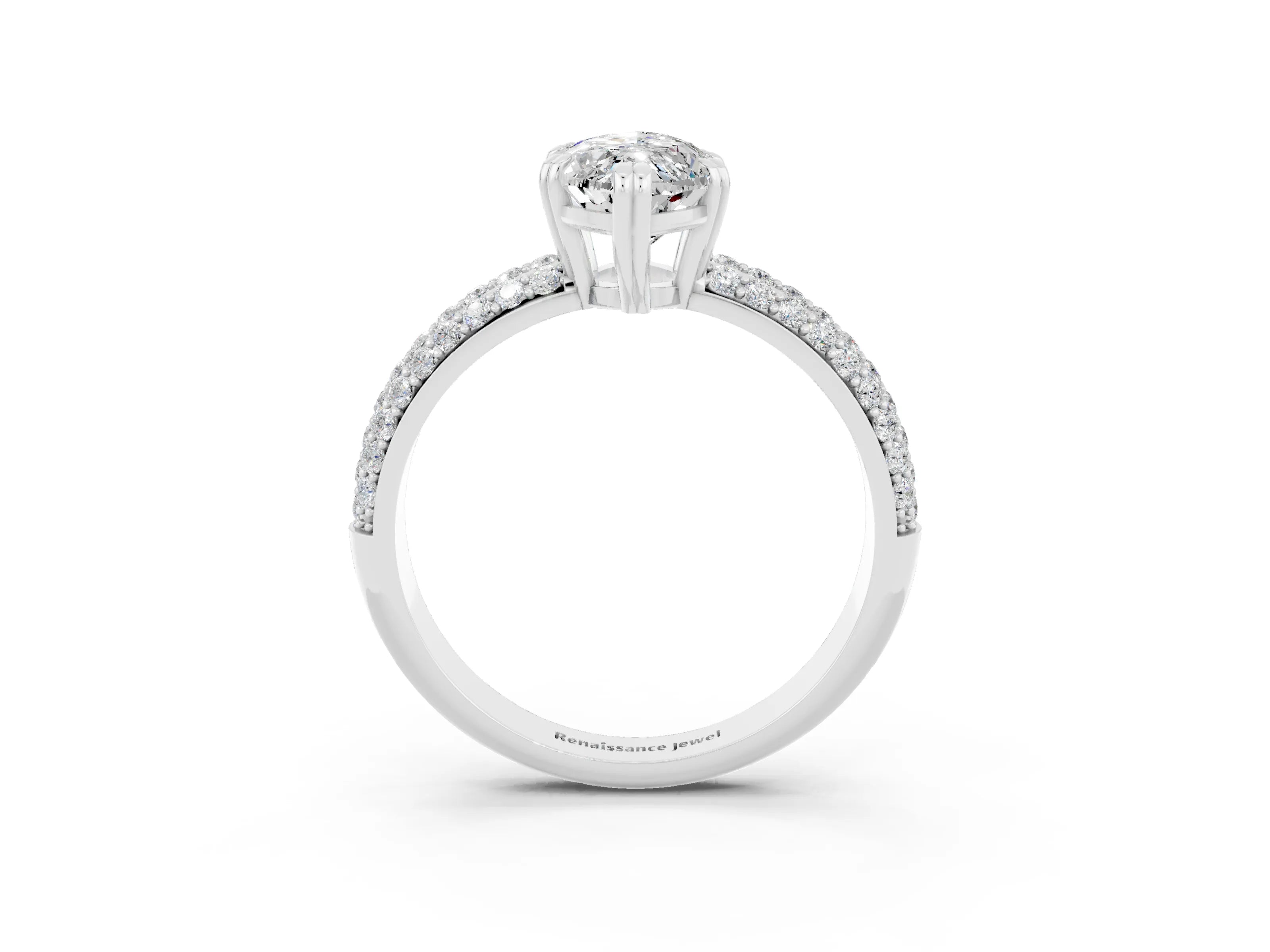 White gold Marquise Cut Cut Diamond Milgrain Marquise Band with Prong Setting_3
