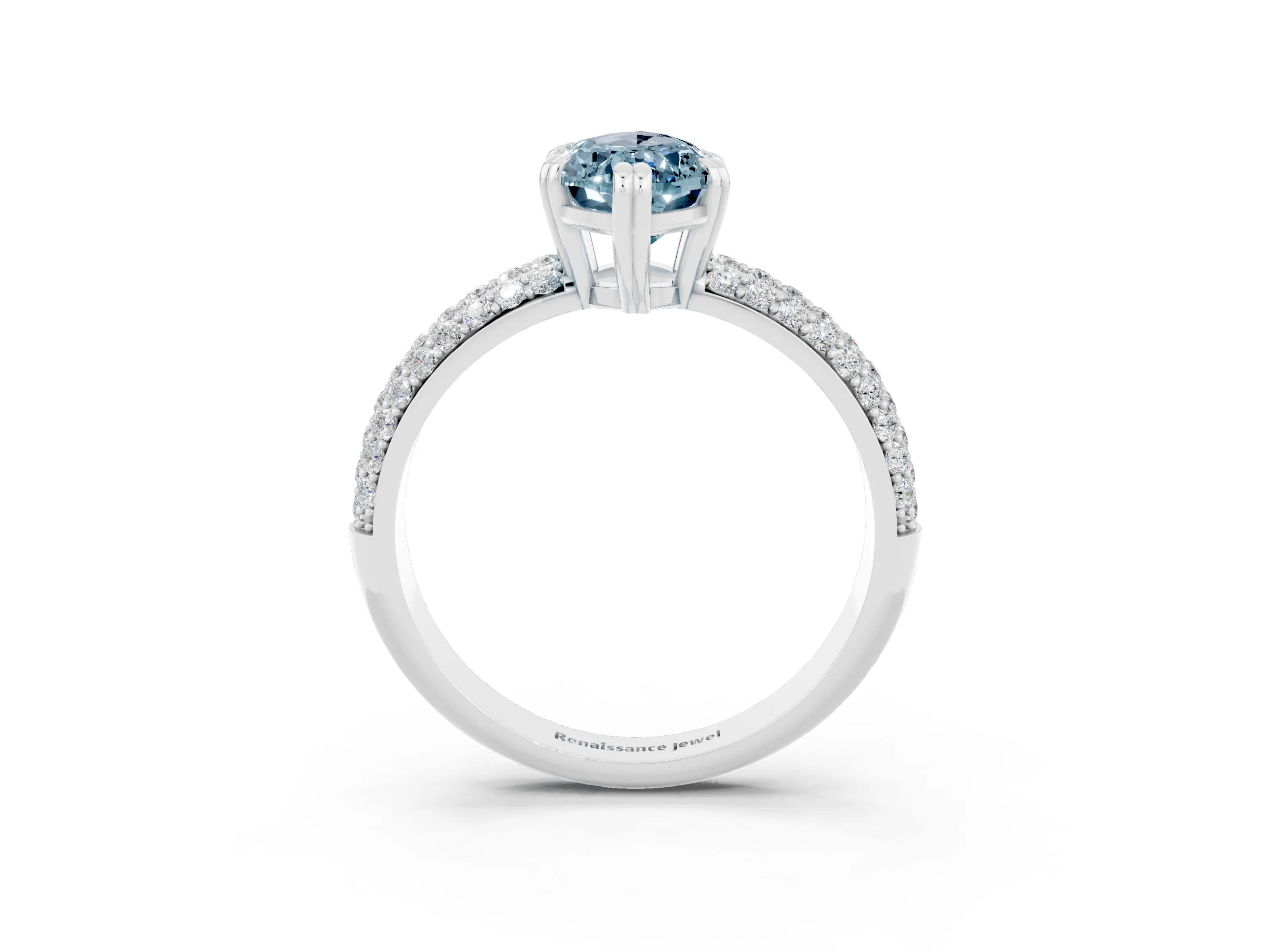 White gold Marquise Cut Cut Diamond Milgrain Marquise Band with Prong Setting_3