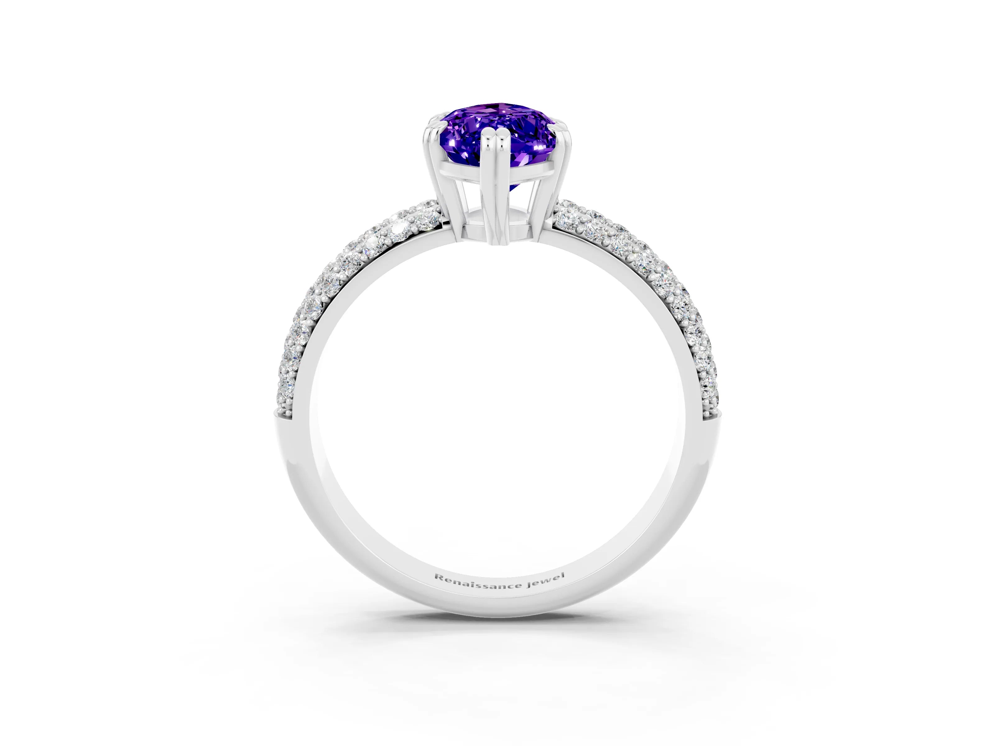 White gold Marquise Cut Cut Diamond Milgrain Marquise Band with Prong Setting_3