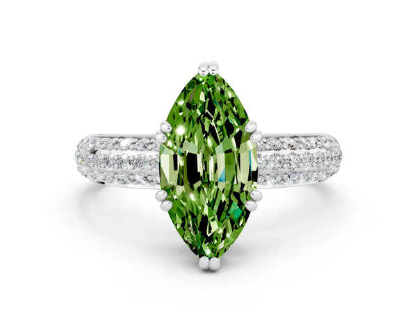 Silver Marquise Cut Cut Diamond Milgrain Marquise Band with Prong Setting