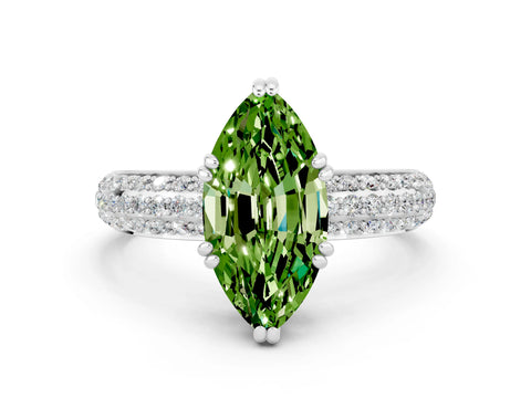 White gold Marquise Cut Cut Diamond Milgrain Marquise Band with Prong Setting
