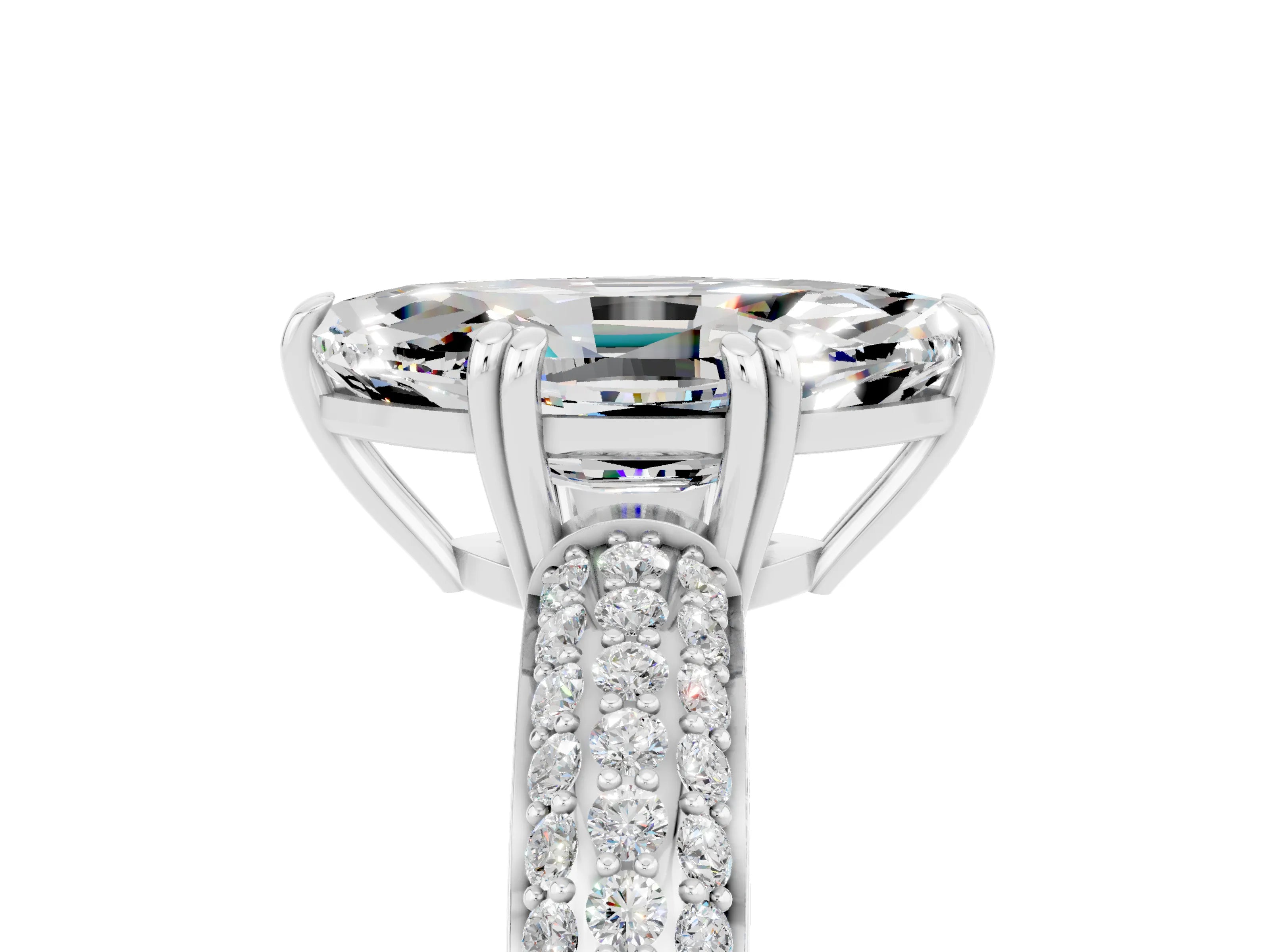 White gold Marquise Cut Cut Diamond Milgrain Marquise Band with Prong Setting_5