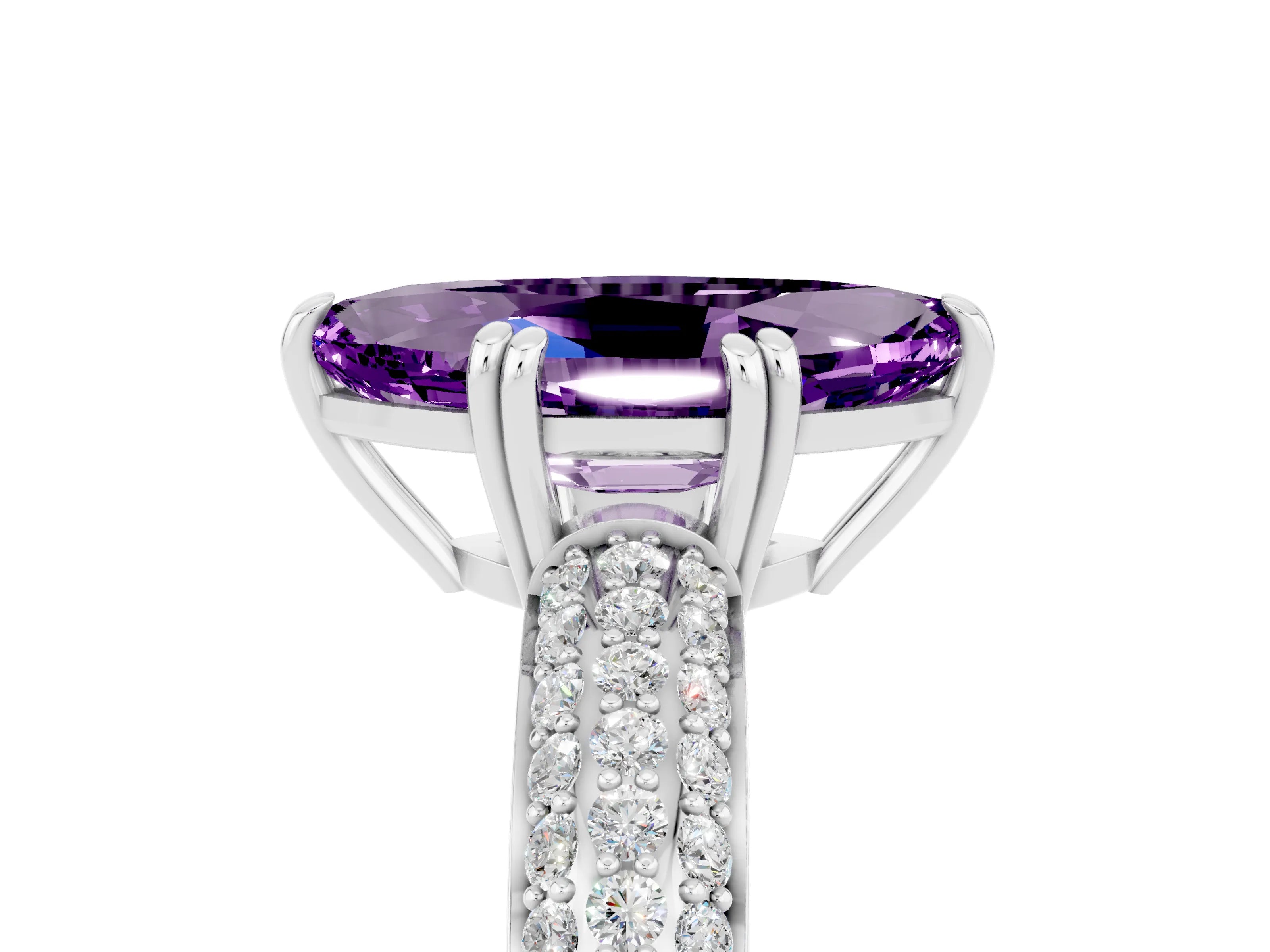 White gold Marquise Cut Cut Diamond Milgrain Marquise Band with Prong Setting_5
