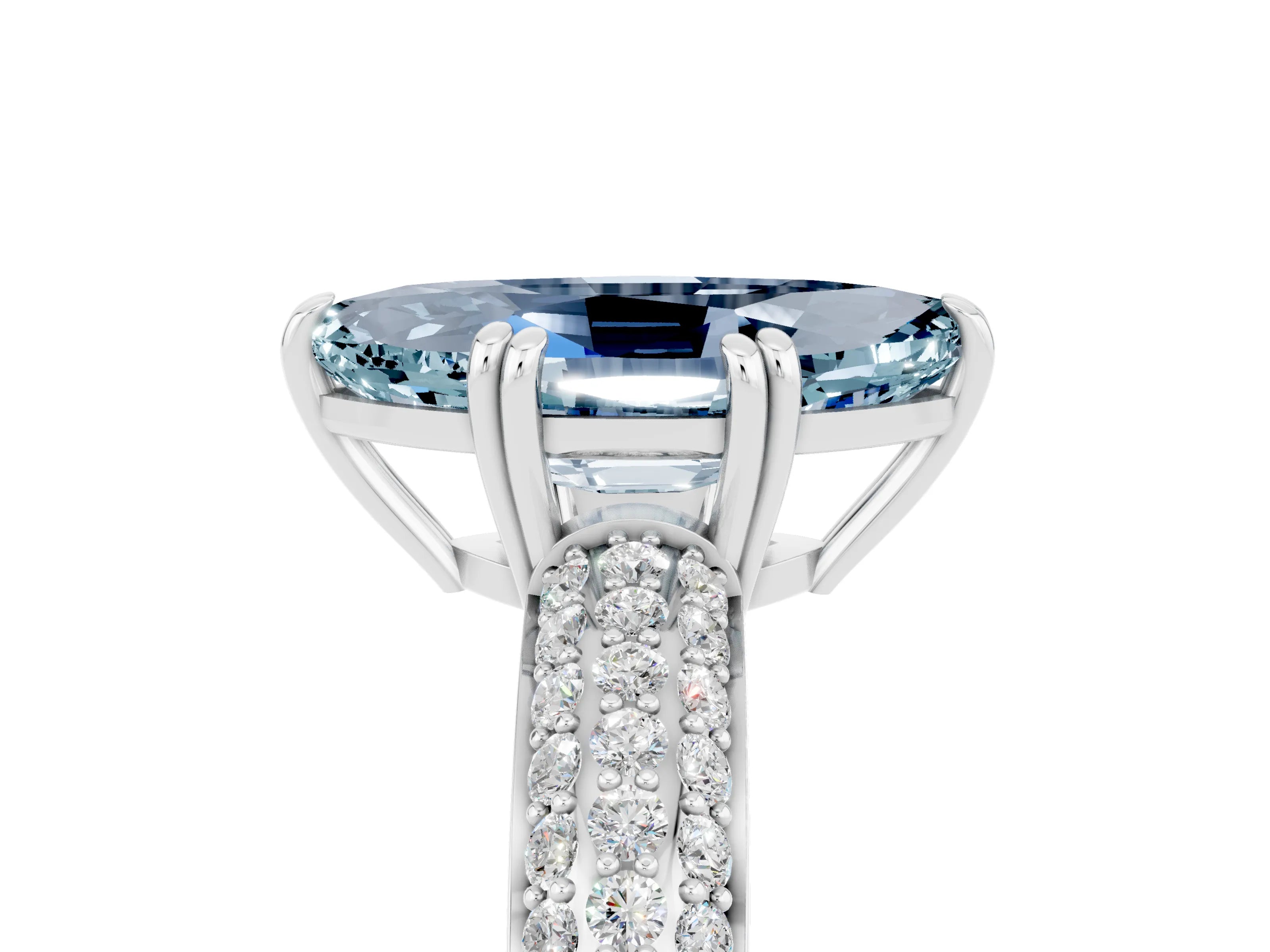 White gold Marquise Cut Cut Diamond Milgrain Marquise Band with Prong Setting_5