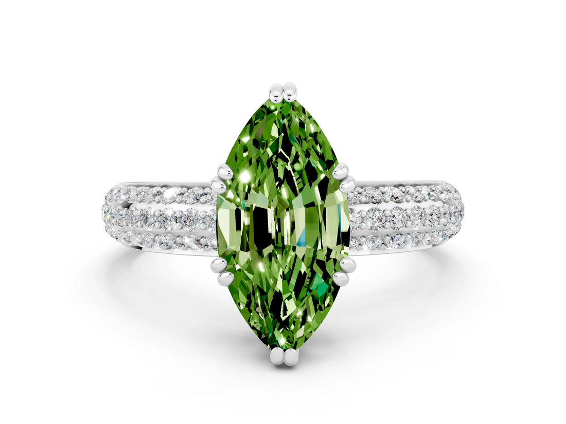 White gold Marquise Cut Cut Diamond Milgrain Marquise Band with Prong Setting