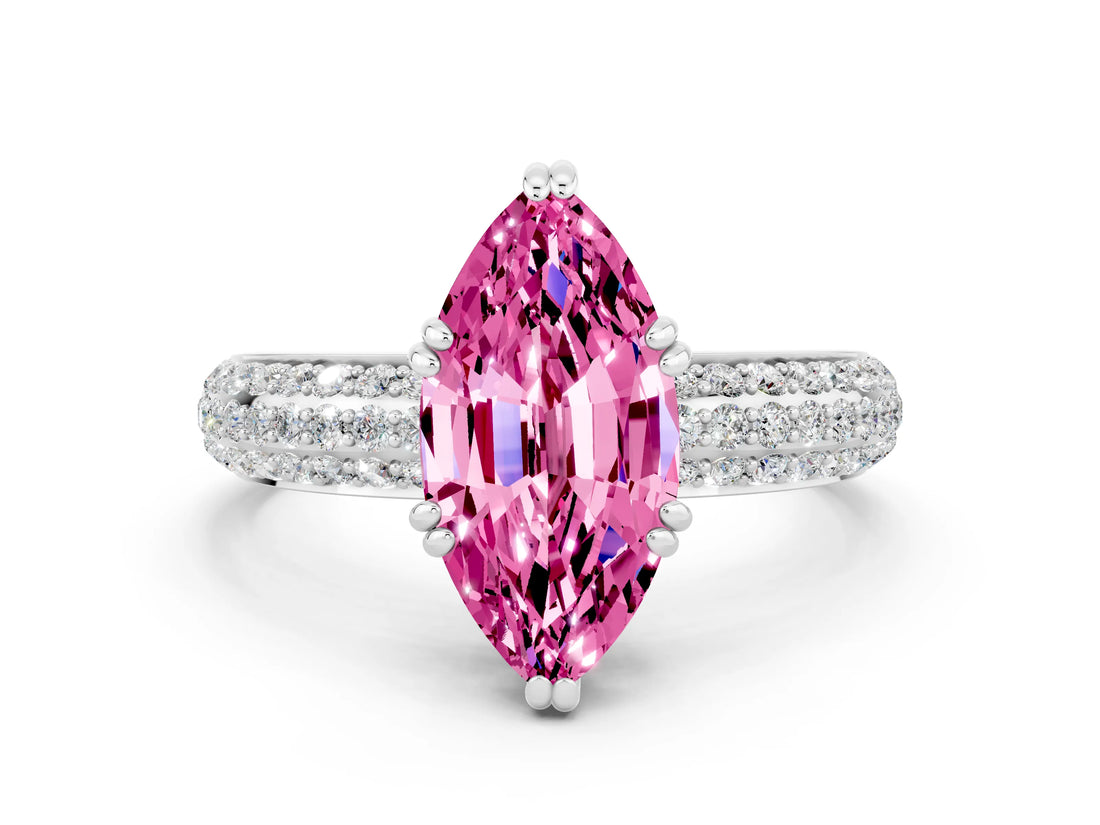 White gold Marquise Cut Cut Diamond Milgrain Marquise Band with Prong Setting