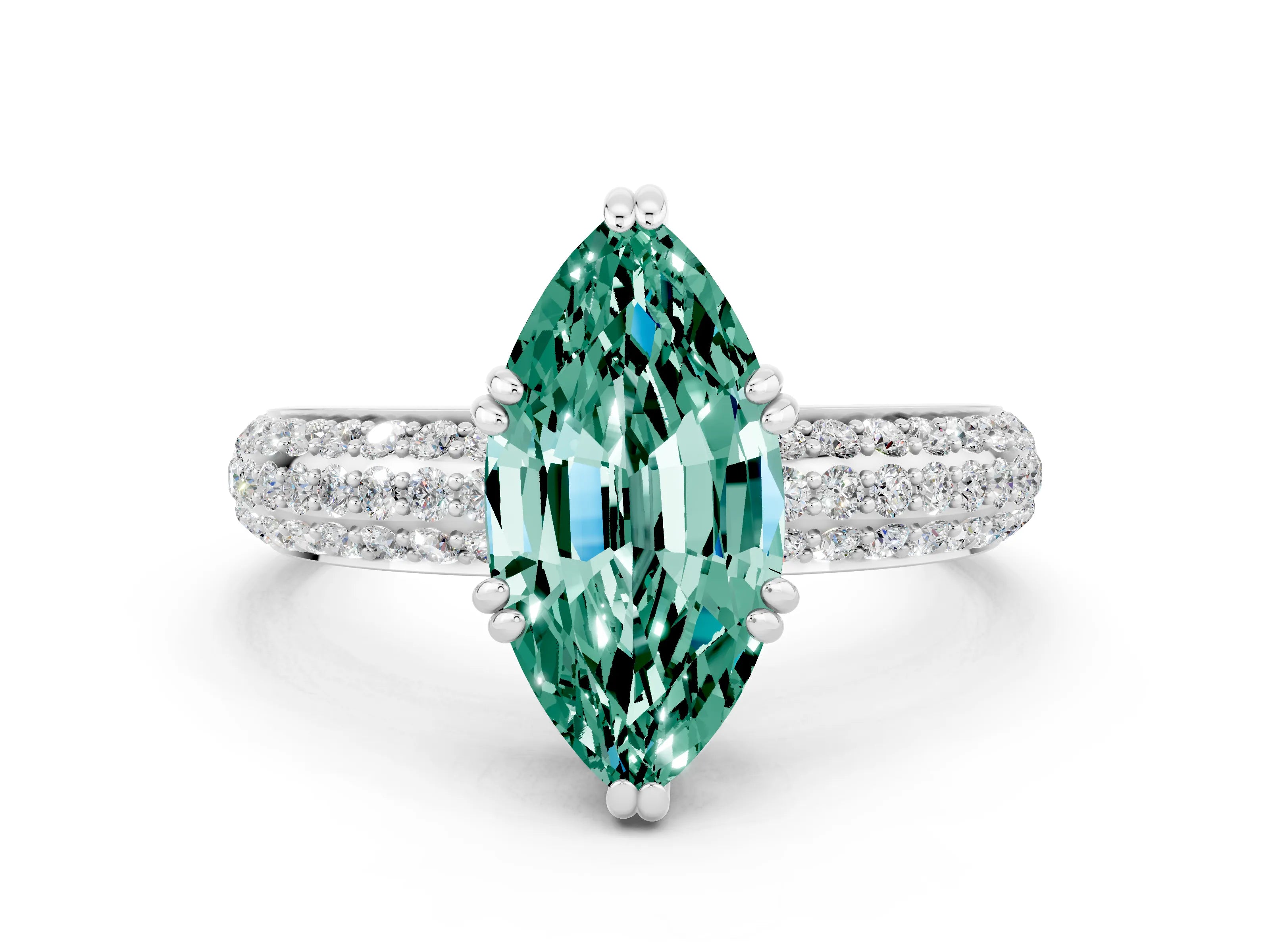 White gold Marquise Cut Cut Diamond Milgrain Marquise Band with Prong Setting