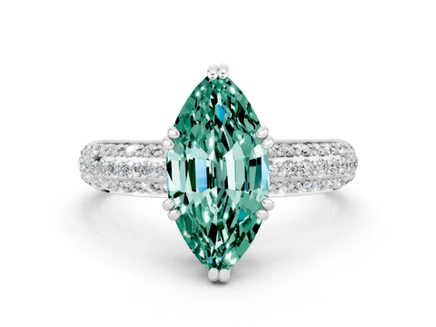White gold Marquise Cut Cut Diamond Milgrain Marquise Band with Prong Setting
